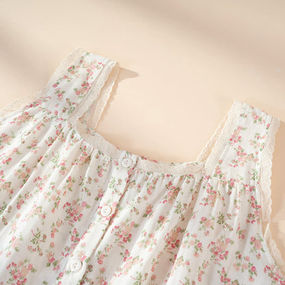 Pink Floral Pure Cotton Sleeveless Nightdress - image 2
