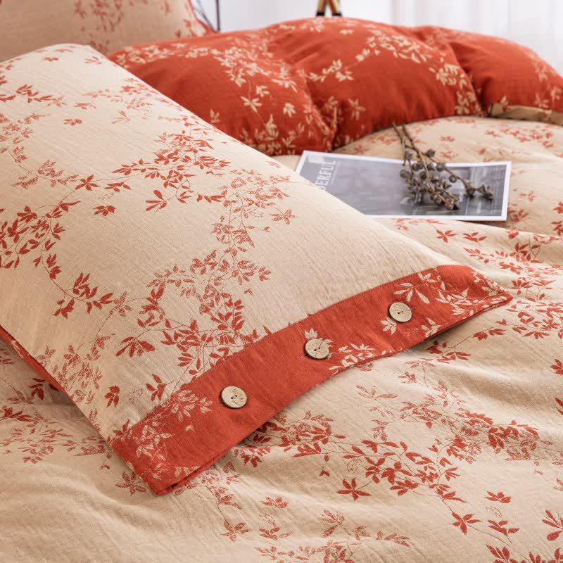 Country Leaf Cotton Gauze Bedding Set(4PCS) - image 5