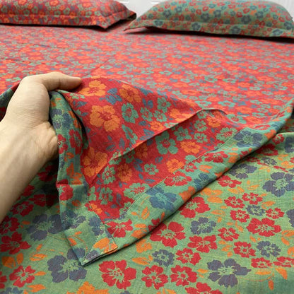 Pastoral Floral Cotton Reversible Sheet Bedspread - image 2