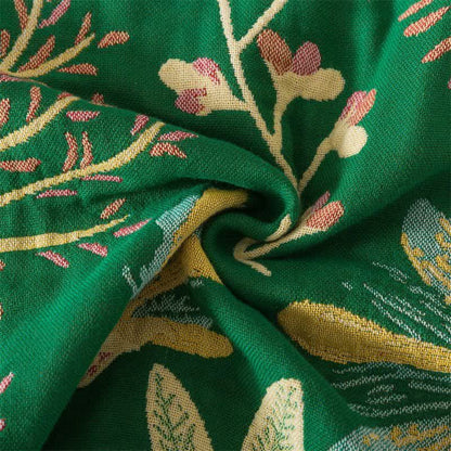 Botanical Green Leaf Cotton Tassel Blanket - image 5