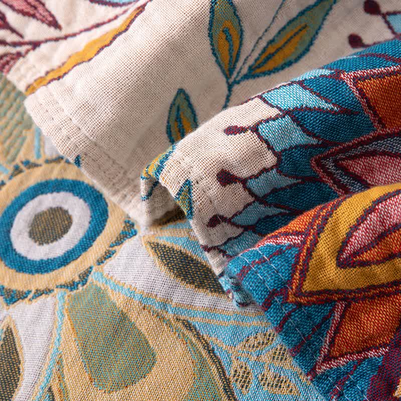 Exotic Pattern Leaf Cotton Gauze Blanket - image 3