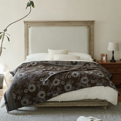 Vintage Sunflower Pure Cotton Tassel Blanket - image 3
