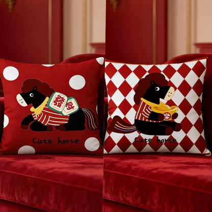Cute Cartoon Pony Square Pillow Cover - Set (C + D) - 2PCS - 18" x 18" - image 2