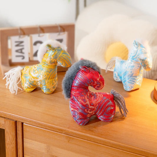 Retro Horse Zodiac Mascot Decor - Set (Red & Blue & Yellow) - 3PCS - 2.16"W x 4.92"L x 5.51"H - image 0