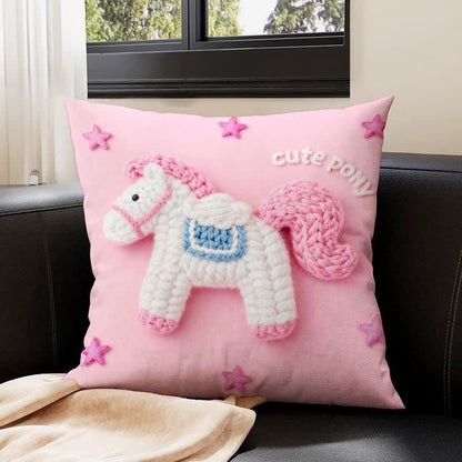 Yarn Pony Print Throw Pillow Cover - D - 4PCS - 23" x 23" - image 4