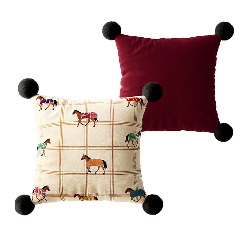 Horse-themed Print Square Throw Pillow Cover - 2PCS: A - 19" x 19" - image 4
