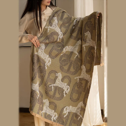 Horse & Geometric Pattern Cotton Bath Towel - image 2