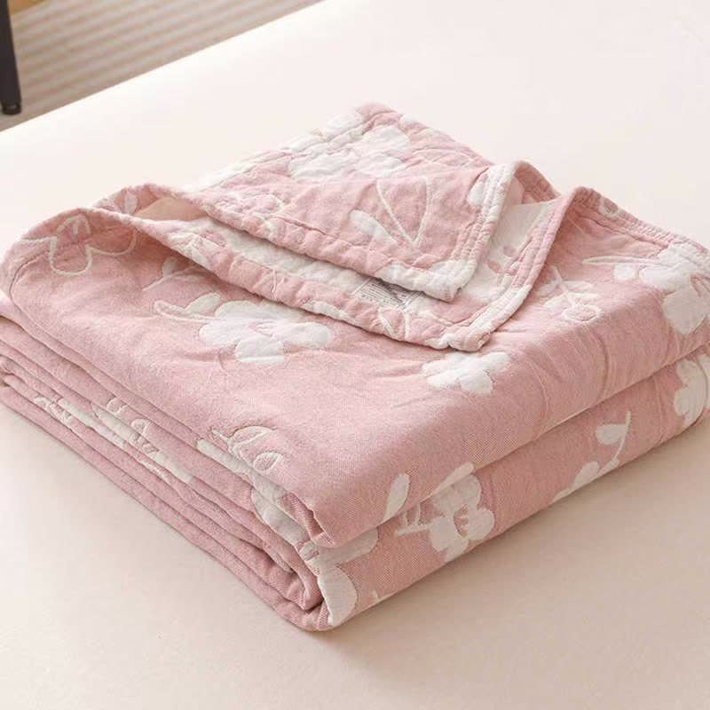 Elegant Floral Jacquard Cotton 3-Layer Gauze Quilt - image 2