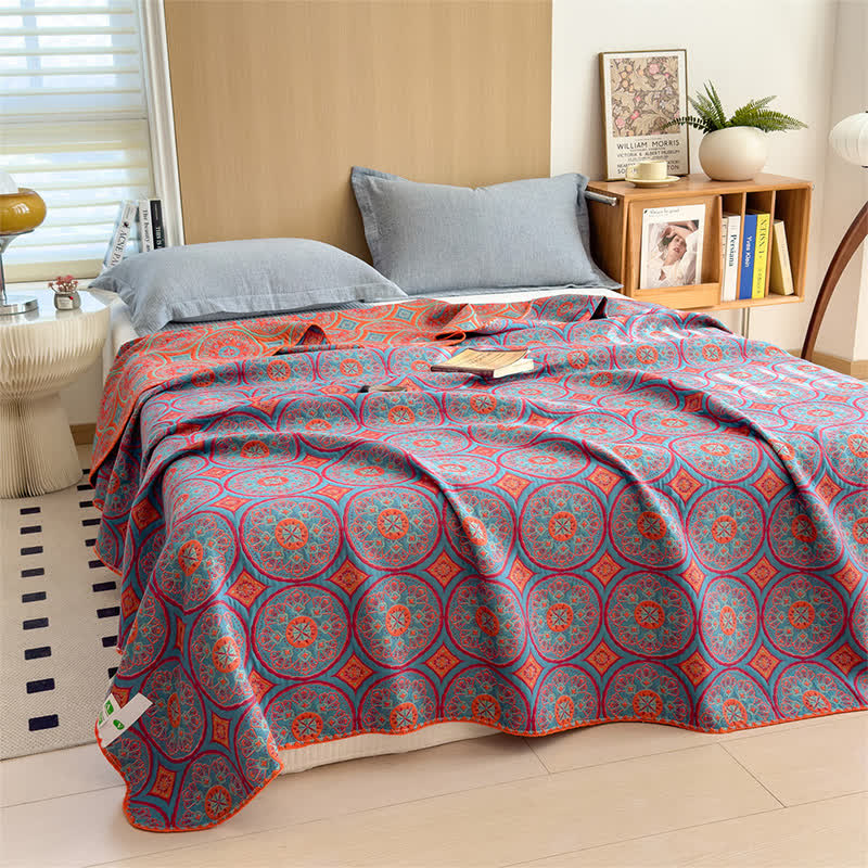 Vintage Bohemian Cotton 3-Layer Gauze Quilt - image 1