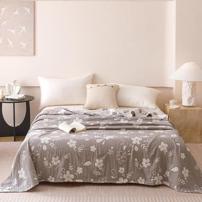 Elegant Floral Jacquard Cotton 3-Layer Gauze Quilt - image 4