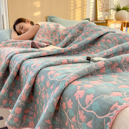 Elegant Botanical Jacquard Cotton Gauze Quilt - Queen - image 0