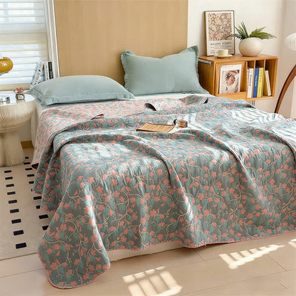 Elegant Botanical Jacquard Cotton Gauze Quilt - image 1