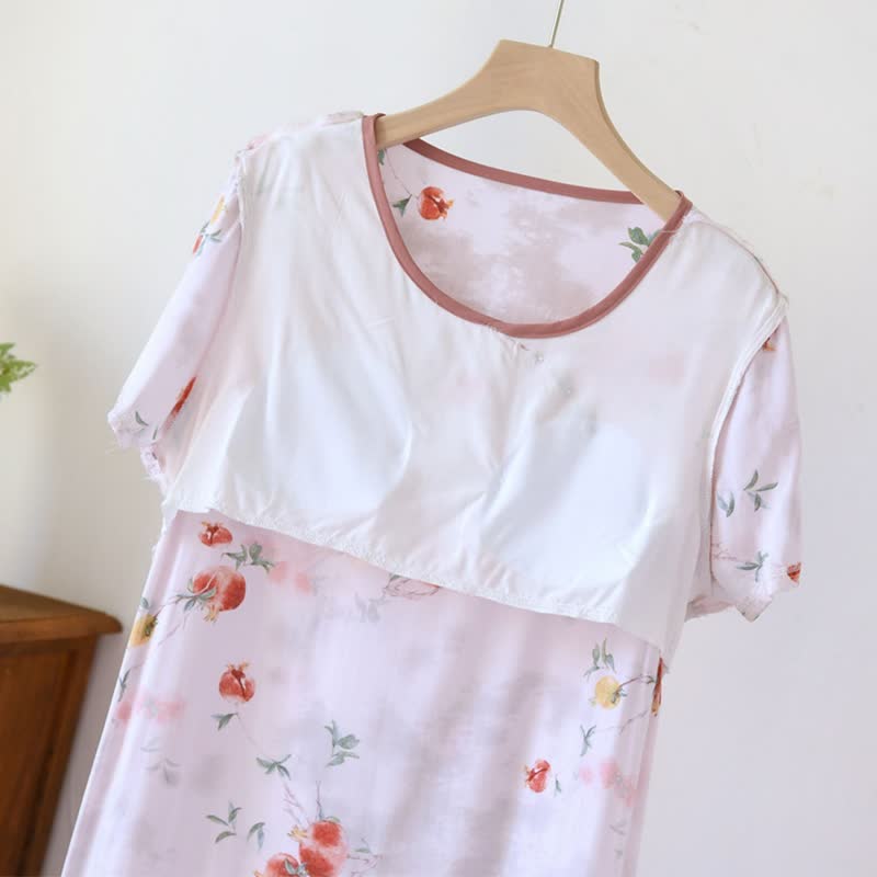 Oriental Style Pomegranate Short Sleeve Nightgown - image 6