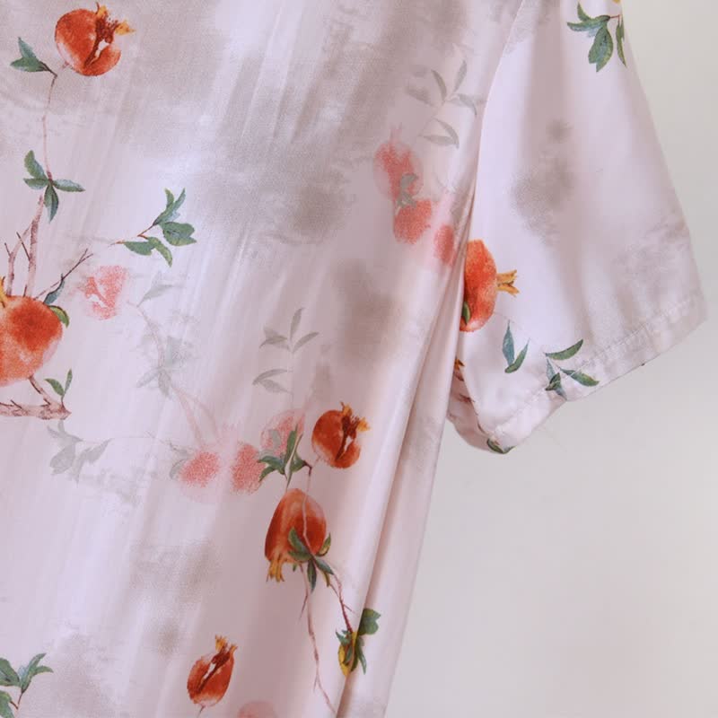 Oriental Style Pomegranate Short Sleeve Nightgown - image 7