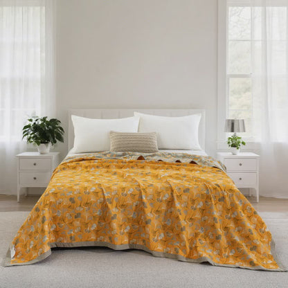 Ginkgo Biloba Organic Cotton Quilt - Bright Yellow - Quilt - Cal King - image 60