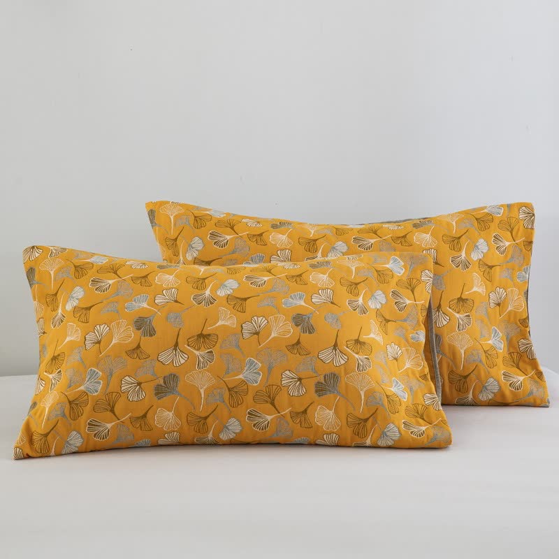 Ginkgo Biloba Organic Cotton Quilt - Bright Yellow - 2PCS Pillowcases - 20" x 36" - image 70