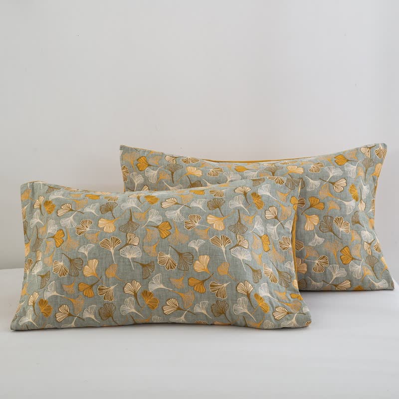 Ginkgo Biloba Organic Cotton Quilt - Light Grey - 2PCS Pillowcases - 20" x 36" - image 77