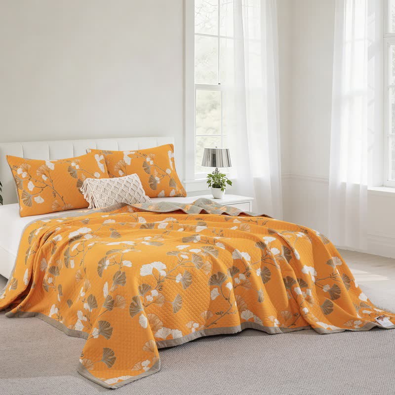 Ginkgo Leaf Organic Cotton Reversible Quilt - image 54