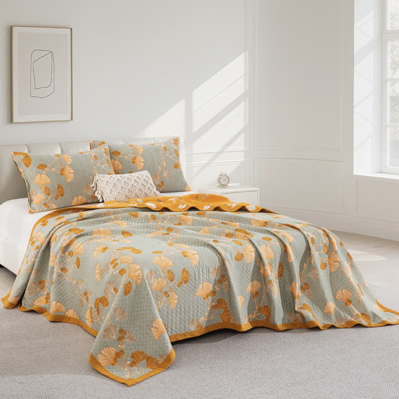 Ginkgo Leaf Organic Cotton Reversible Quilt - image 64