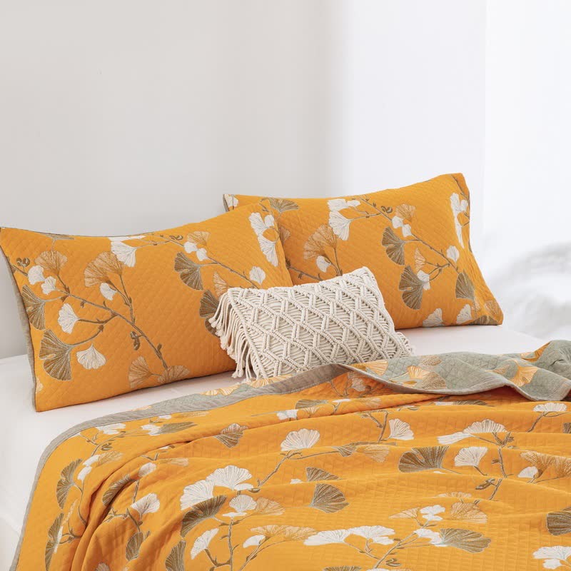 Ginkgo Leaf Organic Cotton Reversible Quilt - image 55