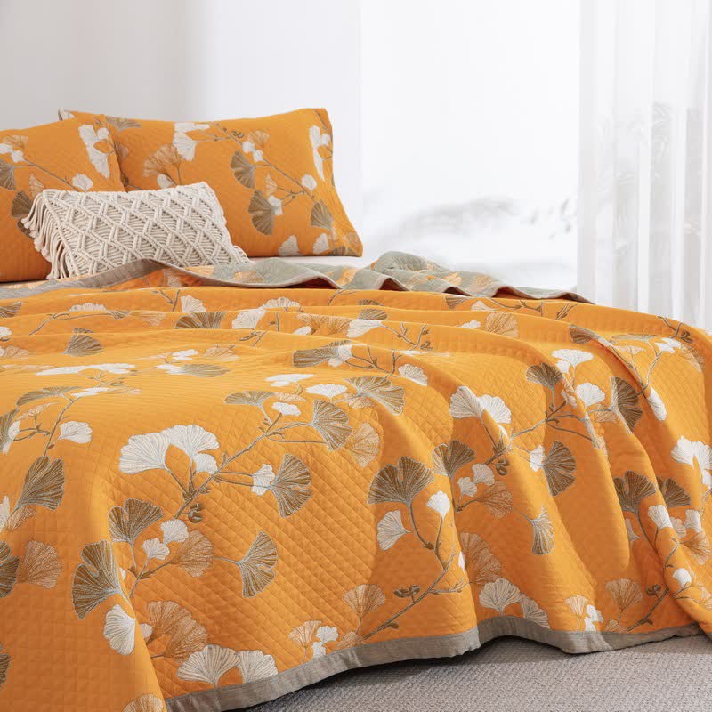 Ginkgo Leaf Organic Cotton Reversible Quilt - image 56