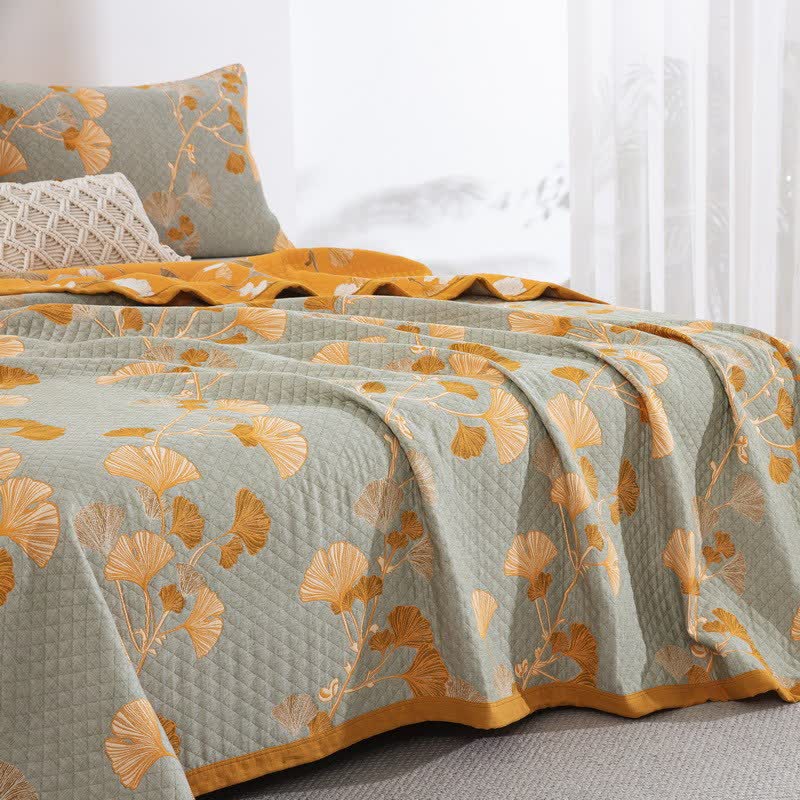Ginkgo Leaf Organic Cotton Reversible Quilt - image 66