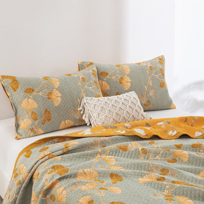 Ginkgo Leaf Organic Cotton Reversible Quilt - image 65