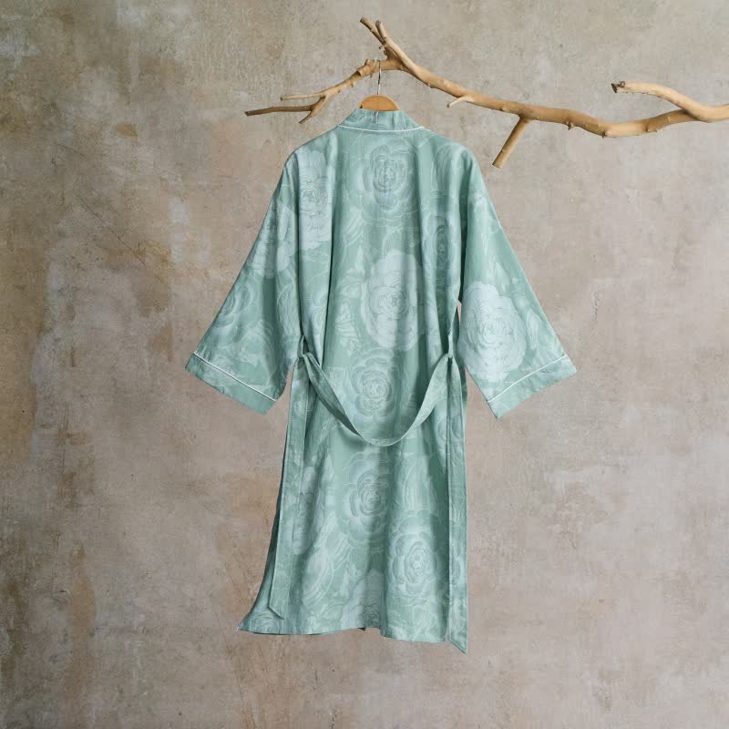 Luxurious Peony Pure Cotton Kimono Robe - image 2