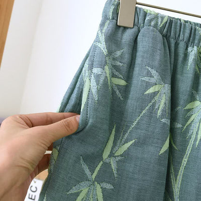 Green Bamboo Jacquard Cotton Gauze Pajamas - image 10