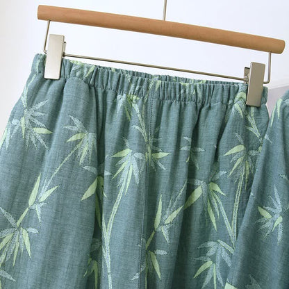 Green Bamboo Jacquard Cotton Gauze Pajamas - image 9