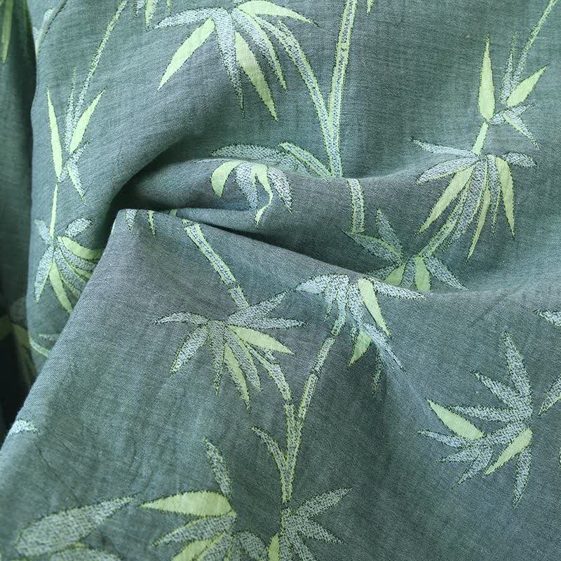 Green Bamboo Jacquard Cotton Gauze Pajamas - image 11