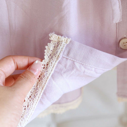 Solid Color Lace-trimmed Short Pajama Set - image 11