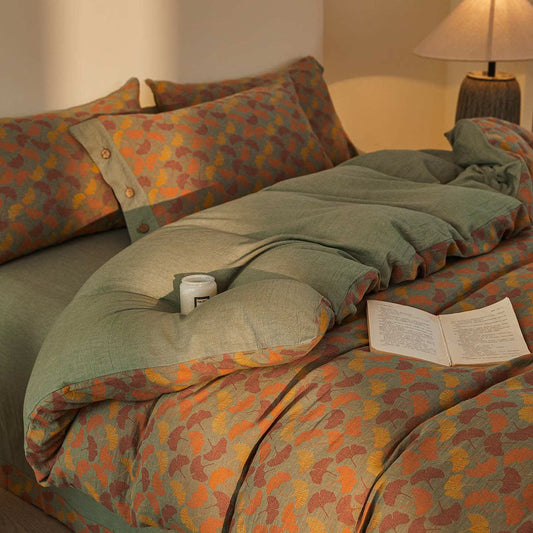 Ginkgo Botanical Cotton Double Gauze Bedding Set(4PCS) - King - image 0