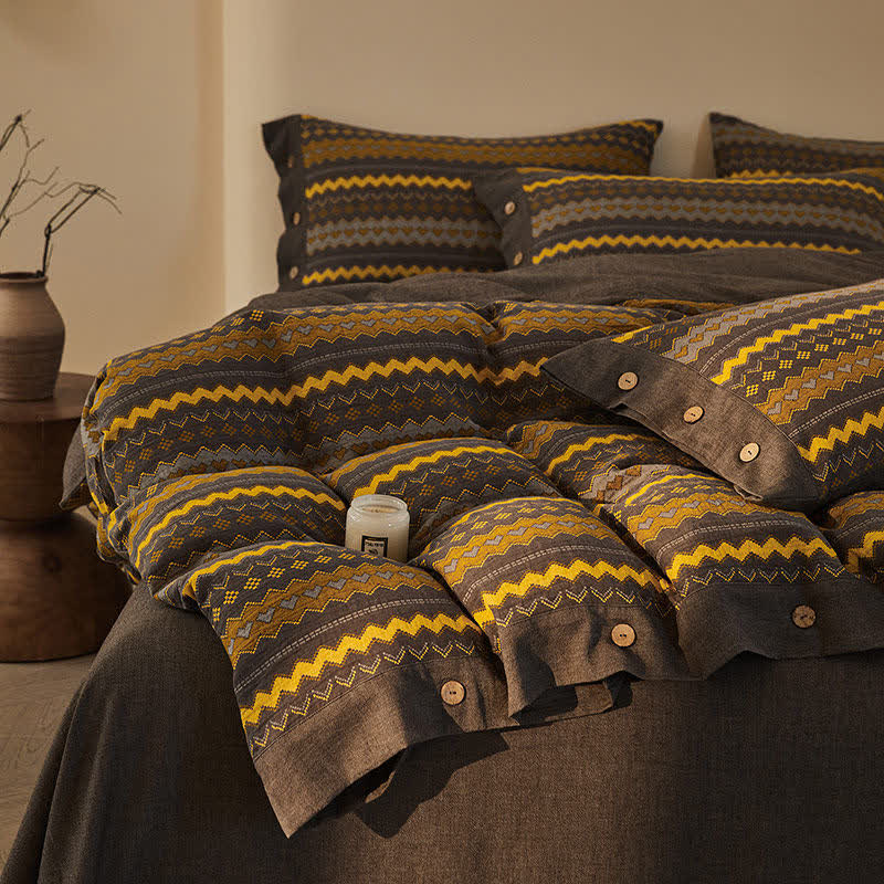 Wavy Stripe Cotton Double Gauze Bedding Set(4PCS) - image 2
