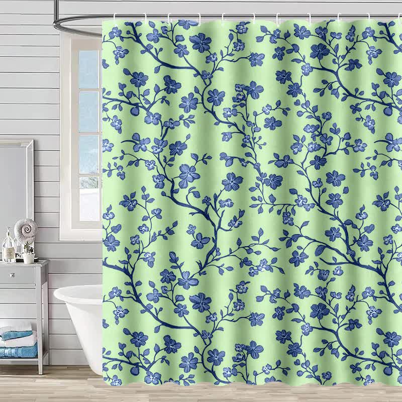 Floral Branch Print Shower Curtain - Green - 90"W x 71"L - image 4