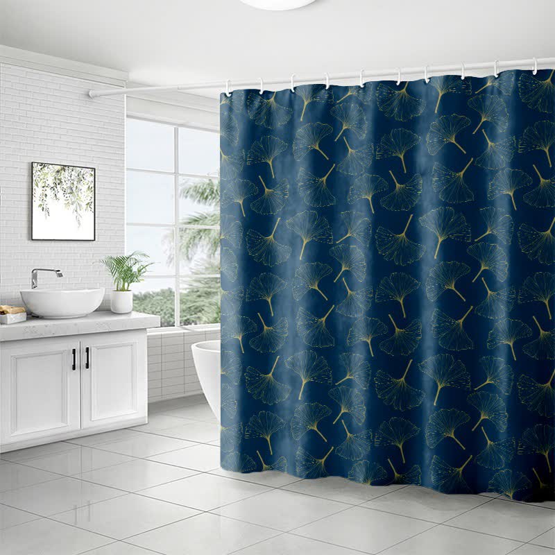 Line Art Ginkgo Leaf Print Shower Curtain - image 5