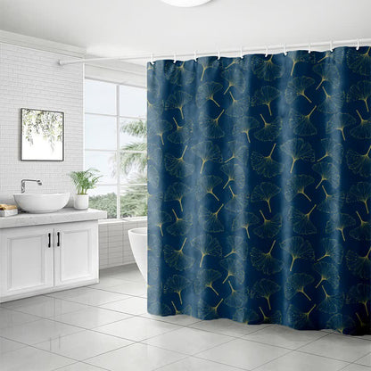 Line Art Ginkgo Leaf Print Shower Curtain - image 5