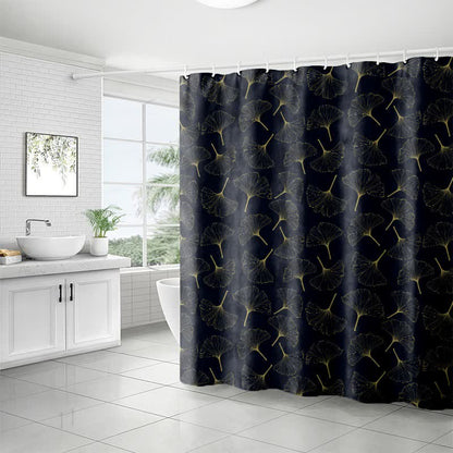 Line Art Ginkgo Leaf Print Shower Curtain - image 7