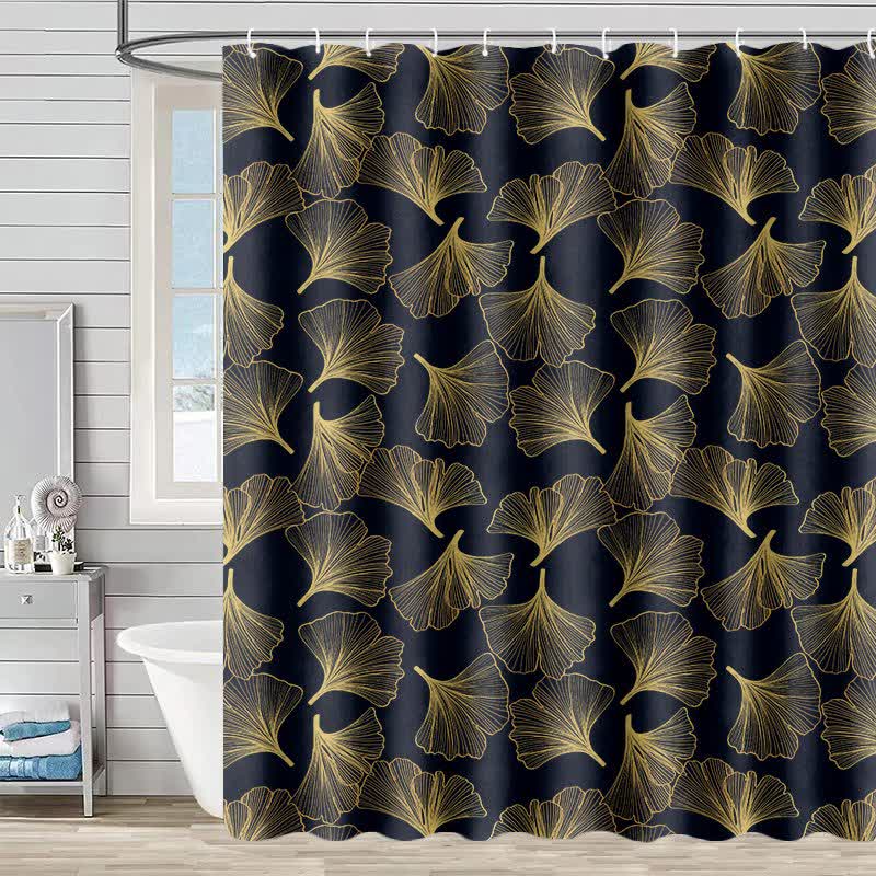 Ginkgo Botanical Print Shower Curtain - Black - 90"W x 71"L - image 6