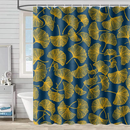 Artistic Ginkgo Leaf Print Shower Curtain - Blue - 90"W x 71"L - image 2