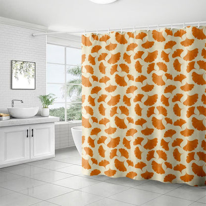 Orange Ginkgo Leaf Print Shower Curtain - image 3