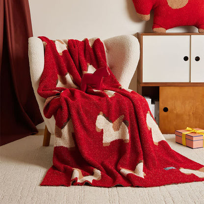 Festive Horse Motif Soft Knit Throw Blanket - image 4