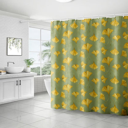Golden Ginkgo Leaf Print Shower Curtain - image 5