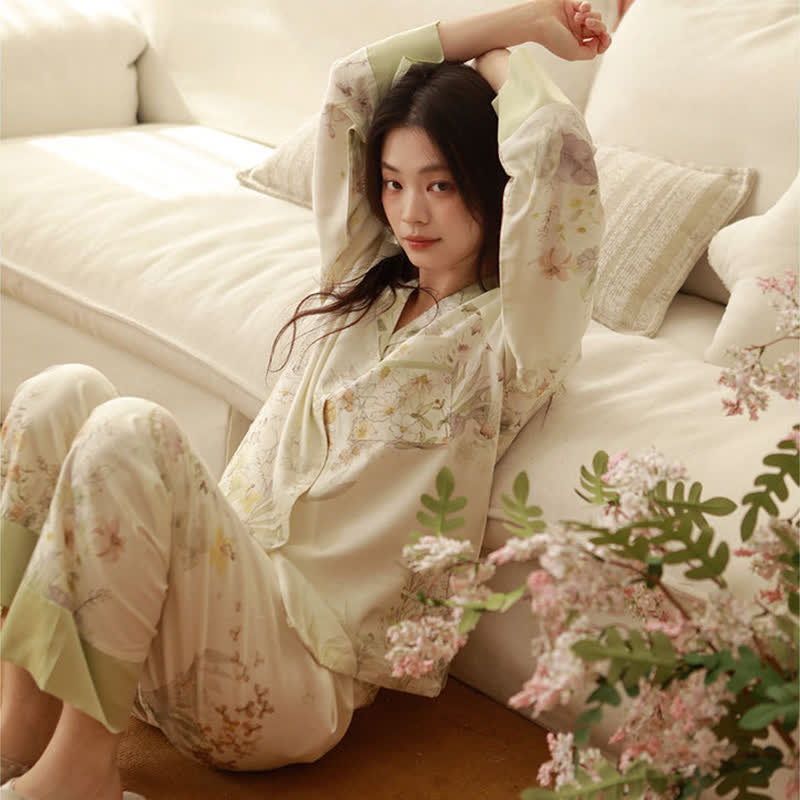 Pastoral Floral Long Sleeve Loungewear Set - image 4