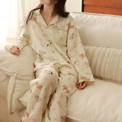 Cartoon Pony & Floral Brushed Cotton Pajamas - image 4