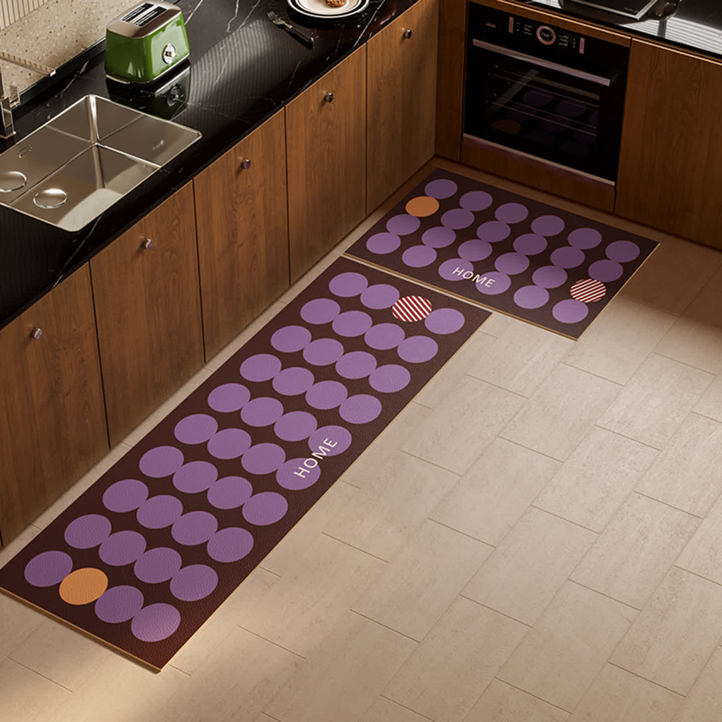 Geometric Polka Dot Kitchen Rug - Purple - 17" x 71" - image 4