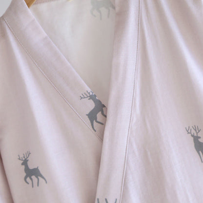 Couple Deer Cotton Gauze Kimono Bathrobe - image 5