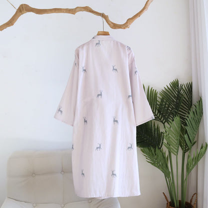 Couple Deer Cotton Gauze Kimono Bathrobe - image 2
