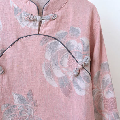 Peony Mandarin Collar Cotton Pajama Set - image 4