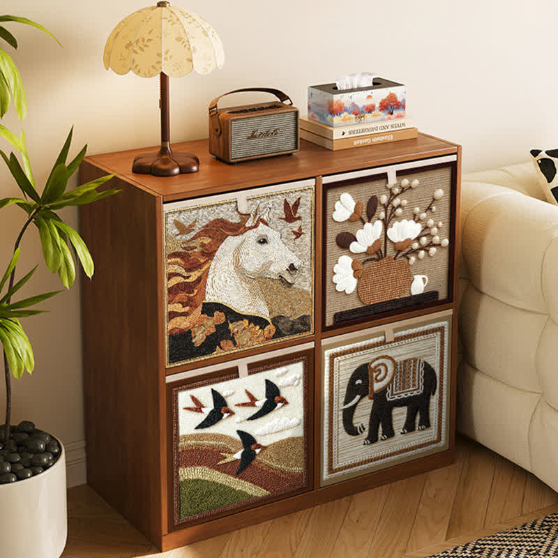Retro Horse Bird Fabric Storage Basket - image 2